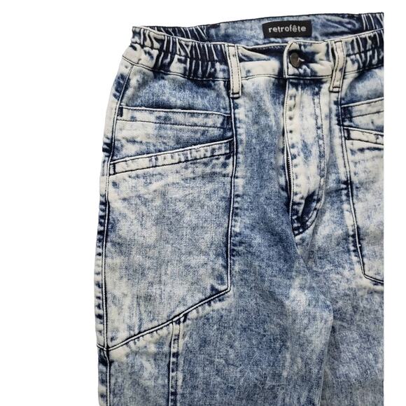 RETROFÊTE Myla Acid Wash Cropped acid-wash high-rise tapered jeans size 28 - Picture 5 of 15